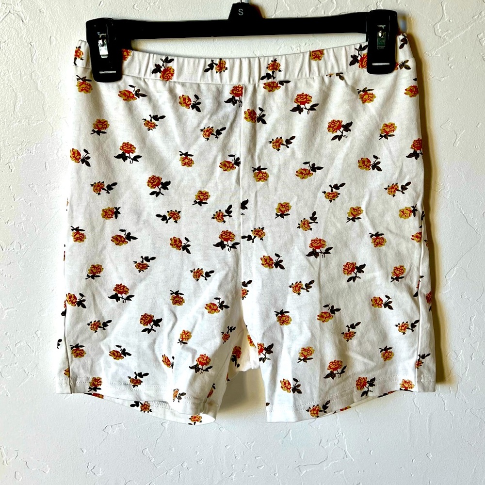 Sabo skirt white floral cotton bike shorts